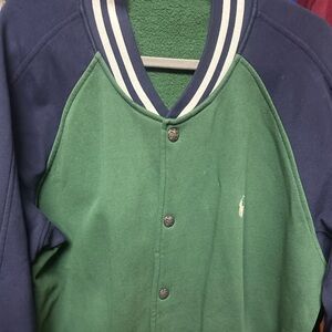 Polo Ralph Lauren Men’s Cotton Varsity Jacket Green Navy White